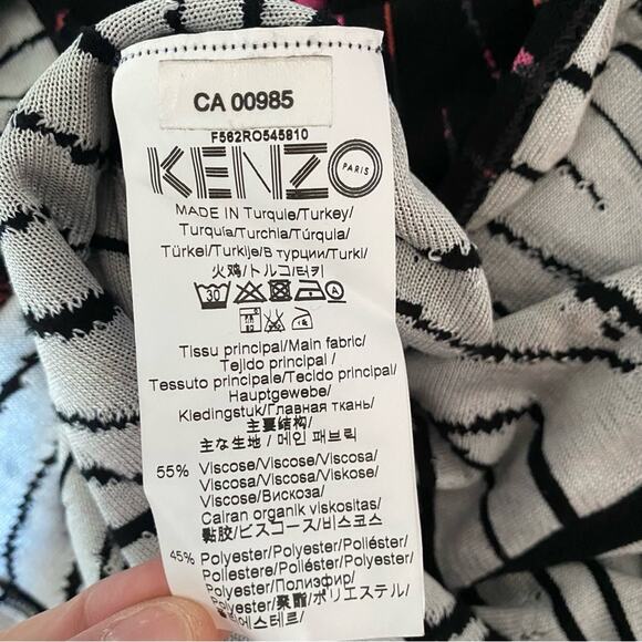 Kenzo Paris Black Pink Mock Neck Knit Sweater Dress size small - Picture 7 of 8